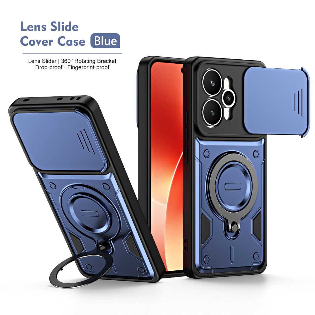 Phone Accessories Ring - Koruyucu Darbeye Dayanıklı Telefon Kılıfı, Sürgülü